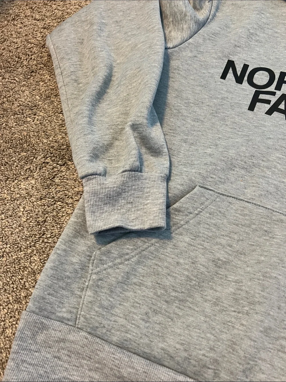 The North Face Light Grey Pullover Hoodie with Black Logo